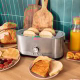 Cecotec Langschlitz-Toaster Toast&Taste 1600 Retro Double Inox edelstahl, 1.630 Watt, für 4 Scheiben Toast