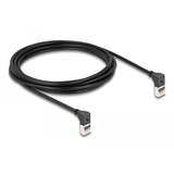 DeLOCK Patchkabel RJ-45 Cat.6a S/FTP, Slim 90° gewinkelt schwarz, 3 Meter, nach unten abgewinkelte Stecker