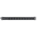 Digitus 19" Steckdosenleiste C13 mit Aluminiumprofil, 10-fach, 1HE schwarz/aluminium, 2 Meter Kabel, Überlastschutz