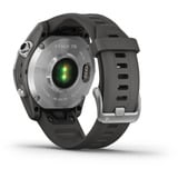 Garmin fēnix 7s, Smartwatch silber, 42 mm, graphitfarbenes Armband aus Silikon