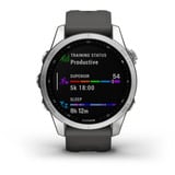 Garmin fēnix 7s, Smartwatch silber, 42 mm, graphitfarbenes Armband aus Silikon