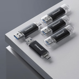 Intenso Twist Line 256 GB, USB-Stick anthrazit/transparent, USB-A 3.2 Gen 1, USB-C 3.2 Gen 1
