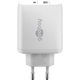 goobay USB-C PD Dual-Schnellladegerät 45 Watt weiß, 1x USB-A, 1x USB-C PD, GaN-Technologie