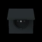 Busch-Jaeger Steckdose mit Erdungsstift mit Klappdeckel schwarz, Retail