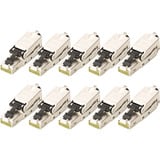 Digitus CAT.6a Feldstecker STP Staubkappe/Knickschutz, 10 Stück silber