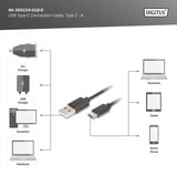 Digitus USB 2.0 Anschlusskabel USB-A > USB-C schwarz, 1,8 Meter, PD, Laden mit bis zu 15 Watt