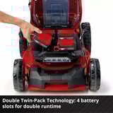 EINHELL Professional Akku-Rasenmäher GP-CM 36/47 S Li BL, 36Volt (2x18Volt) rot/schwarz, 4x Li-Ionen Akku 4,0Ah, mit Hinterradantrieb Vario Speed