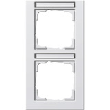 Gira Abdeckrahmen zweifach mit Beschriftungsfeld glänzend, Abdeckung weiß, Retail