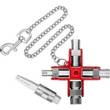KNIPEX Universal-Schlüssel "Bau" 00 11 06 V01, Steckschlüssel silber/rot, für gängige Schränke und Absperrsysteme