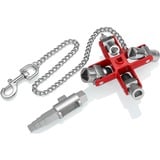 KNIPEX Universal-Schlüssel "Bau" 00 11 06 V01, Steckschlüssel silber/rot, für gängige Schränke und Absperrsysteme