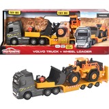 Majorette Volvo Truck FH-16 mit Auflieger und Radlader, Spielfahrzeug orange/grau, Mit Licht und Sound