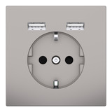 Merten Schutzkontakt Steckdose mit USB Ladegerät nickel, Retail