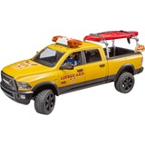 bruder 02506 RAM 2500 Power Wagon Life Guard, Modellfahrzeug gelb/schwarz, Inkl. Figur, Stand Up Paddle und Light & Sound Modul
