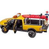 bruder 02506 RAM 2500 Power Wagon Life Guard, Modellfahrzeug gelb/schwarz, Inkl. Figur, Stand Up Paddle und Light & Sound Modul
