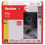 fischer Porenbetondübel FFA 10 S hellgrau, 15 Stück, mit Schraube