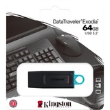 Kingston DataTraveler Exodia 64 GB, USB-Stick schwarz/türkis, USB-A 3.2 Gen 1, 2 Sütck