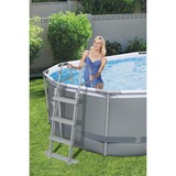 Bestway Power Steel Frame Pool-Set, 427cm x 250cm x 100cm, Schwimmbad grau/hellblau, mit Filterpumpe