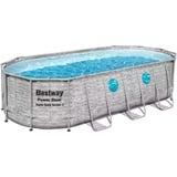 Bestway Power Steel Swim Vista Oval Frame Pool-Set, 549 x 274 x 122cm, Schwimmbad braun, mit Sichtfenstern + Filterpumpe