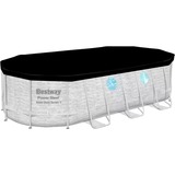 Bestway Power Steel Swim Vista Oval Frame Pool-Set, 549 x 274 x 122cm, Schwimmbad grau, mit Sichtfenstern + Filterpumpe