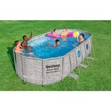 Bestway Power Steel Swim Vista Oval Frame Pool-Set, 549 x 274 x 122cm, Schwimmbad braun, mit Sichtfenstern + Filterpumpe