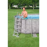 Bestway Power Steel Swim Vista Oval Frame Pool-Set, 549 x 274 x 122cm, Schwimmbad braun, mit Sichtfenstern + Filterpumpe
