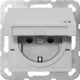 Gira Schutzkontaktsteckdose Typ F 16 Ampere 250 Volt mit Klappdeckel und erhöhtem Berührungsschutz grau, Retail