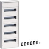 Hager Kleinverteiler volta, 5 Reihen, 12 Teilungseinheiten, Schutzart IP30, Aufputz weiß, Retail