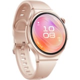 Huawei Watch 6 42mm (Leib-L19F), Smartwatch gold, pinkes Fluoroelastomer-Armband