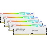 Kingston FURY DIMM 128 GB DDR5-5200 (4x 32 GB) Quad-Kit, Arbeitsspeicher weiß, KF552C40BWAK4-128, FURY Beast RGB, INTEL XMP