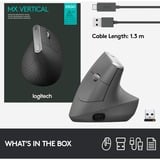 Logitech MX Vertical, Maus schwarz/silber, 2,4-GHz-Unifying, Bluetooth, kompatibel mit PC/Mac/iPadOS