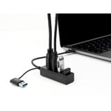 DeLOCK 4 Port USB 3.2 Gen 1 Hub mit USB Type-C oder USB Typ-A Anschluss, USB-Hub schwarz