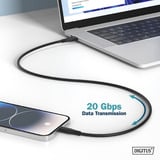 Digitus USB4 Gen 2x2 Silikon-Anschlusskabel USB-C > USB-C schwarz, 2 Meter, PD, Laden mit bis zu 240 Watt