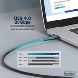 Digitus USB4 Gen 2x2 Silikon-Anschlusskabel USB-C > USB-C schwarz, 2 Meter, PD, Laden mit bis zu 240 Watt