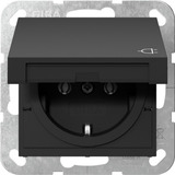 Gira Schutzkontaktsteckdose Typ F 16 Ampere 250 Volt mit Klappdeckel, System 55 schwarz (matt), Retail
