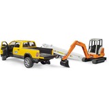 bruder 02546 RAM Rental Service mit Minibagger, Modellfahrzeug 