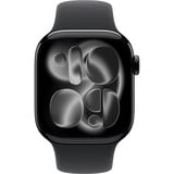 Apple Watch Series 11, Smartwatch schwarz (glänzend), Aluminium, 46 mm, Sportarmband schwarz M/L