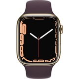 Apple Watch Series 7, Smartwatch gold/dunkelrot, 45 mm, Sportarmband, Edelstahl-Gehäuse, LTE