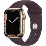 Apple Watch Series 7, Smartwatch gold/dunkelrot, 45 mm, Sportarmband, Edelstahl-Gehäuse, LTE