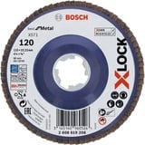 Bosch X-LOCK Fächerscheibe X571 Best for Metal, Ø 115mm, K120, Schleifscheibe Bohrung 22,23mm, gerade