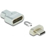 DeLOCK USB 3.2 Gen 2 Magnetischer Adapter, USB-C Stecker > USB-C Buchse silber, 8K 30Hz, Thunderbolt 3, PD, Laden mit bis zu 100 Watt