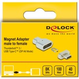 DeLOCK USB 3.2 Gen 2 Magnetischer Adapter, USB-C Stecker > USB-C Buchse silber, 8K 30Hz, Thunderbolt 3, PD, Laden mit bis zu 100 Watt