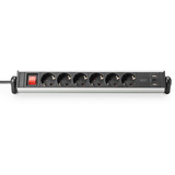 Digitus Office-Steckdosenleiste 6-fach, 3x USB silber/schwarz, 1,5 Meter Kabel, Schalter