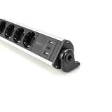 Digitus Office-Steckdosenleiste 6-fach, 3x USB silber/schwarz, 1,5 Meter Kabel, Schalter