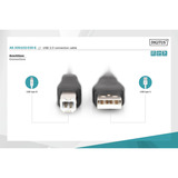 Digitus USB 2.0 Anschlusskabel USB-A (Stecker) > USB-B (Stecker) schwarz, 3 Meter