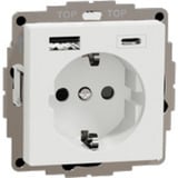 Merten Schutzkontakt Steckdose mit USB Ladegerät, Unterputz, 16 Ampere, 250 Volt, Typ F weiß (glänzend), Retail