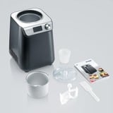 Severin Kompakt Eismaschine & Joghurtbereiter EZ 7407 schwarz (matt)/silber, für 1.200ml Eiscreme, 135 Watt Kompressor