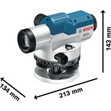Bosch Professional Optisches Nivelliergerät GOL 20 G Professional, mit Baustativ + Messstab blau, Koffer, Maßeinheit 400 Gon