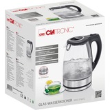 Clatronic Glas-Wasserkocher WKS 3744 G schwarz/silber, 2.200 Watt, 1,7 Liter