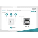 Digitus Steckdose Unterputz, mit USB A und USB-C Ports weiß, 2x USB-A, 1x USB-C, 3,1A