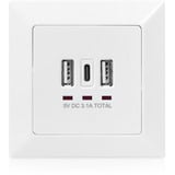 Digitus Steckdose mit USB A und USB-C Ports, Unterputz-Montage weiß, 2x USB-A, 1x USB-C, 3,1A
